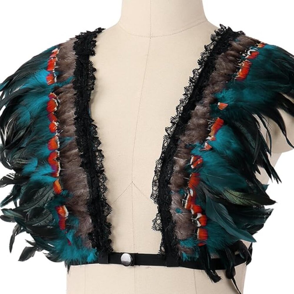 Feather Harness Bra With Adjustable Elastic Strap… - image 5